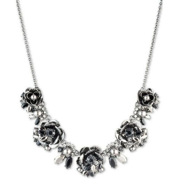 Marchesa Hematite-Tone Crystal & Imitation Pearl Flower Statement Necklace (16)