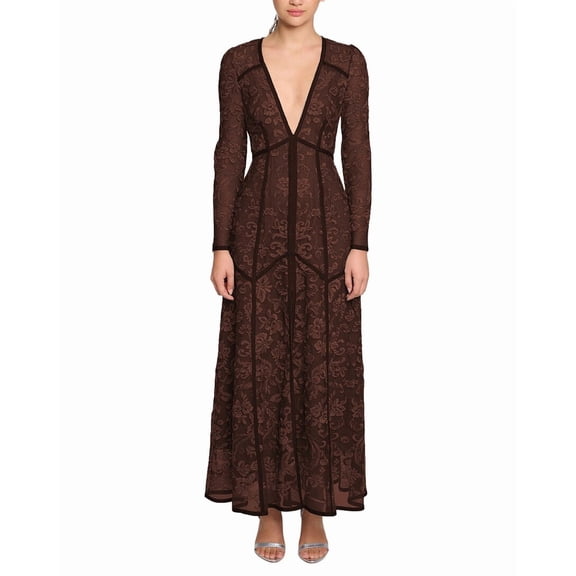 Marchesa womens  Notte Maxi Dress, 6, Brown