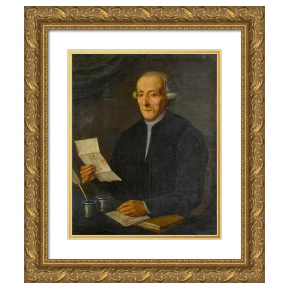 Marchigian School 15x18 Gold Ornate Wood Frame and Double Matted Museum Art Print Titled - Portrait of Scipione Baldassini (18th Century)