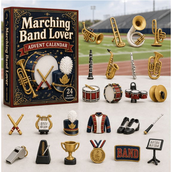 Marching Band Lover Advent Calendar 2026 , 24-Day Festive Countdown, Acrylic Charms Blind Box - Gift For Sport Lovers