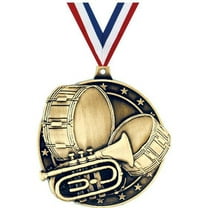 Marching Band Medals, 2" Gold Diecast Marching Band Medal Award 1 Pack