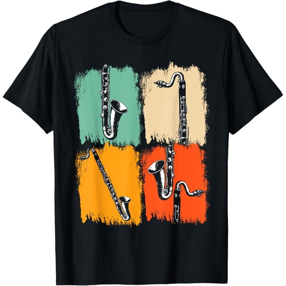 t-shirt Marching Band Music Gift Retro Pop Art Bass Clarinet T-Shirt.
