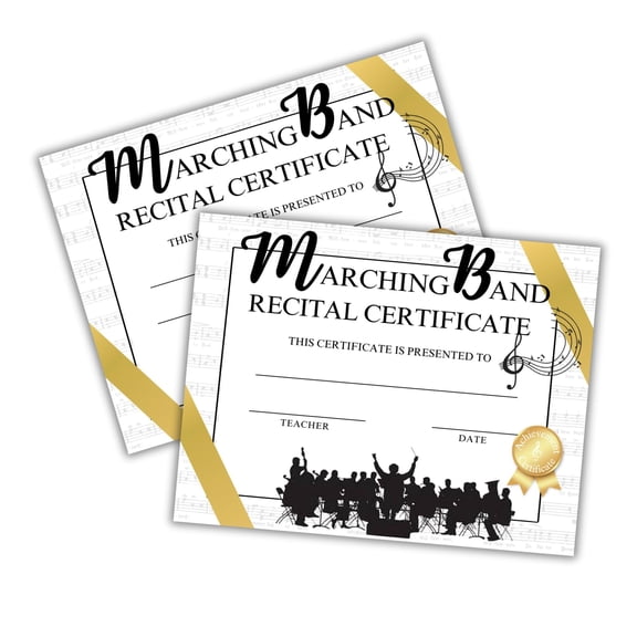 Marching Band Recital Certificate Award 50pk 8.5x11 High School Full Orchestra Performance Excellence Routine Music Class End of The Year