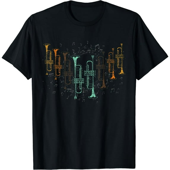 Marching Band Trumpet Player Retro Trumpet T-Shirt Black 3X-Large
