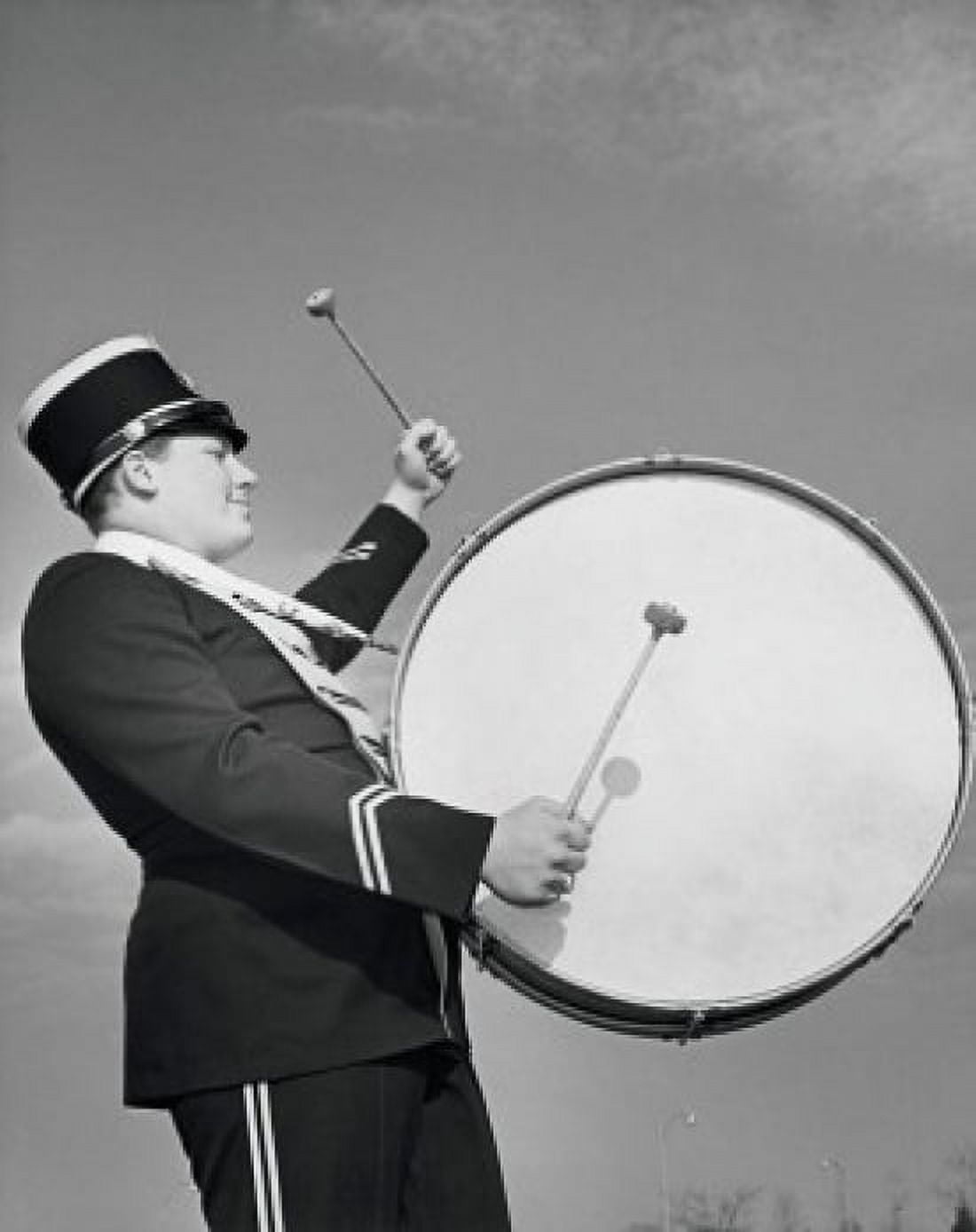 Marching band member playing drum Canvas Art - (18 x 24)