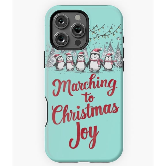 Marching into Christmas Joy Penguin Phone Case for iPhone 16 15 14 13 12 11 Pro Max