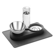 Marchul Stainless Steel Cat Bowls for Food and Water, Tilted Raised Pet Food & Water Bowl Set with No-Spill Mat for Small Dog Cat Pet, Black