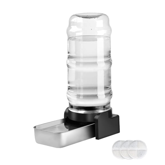 Marchul 2.3 Gallon Automatic Pet Waterer, Gravity Stainless Steel with 3 Replacement Filters for Dogs, 100% BPA Free, Large Capacity, 8.6L