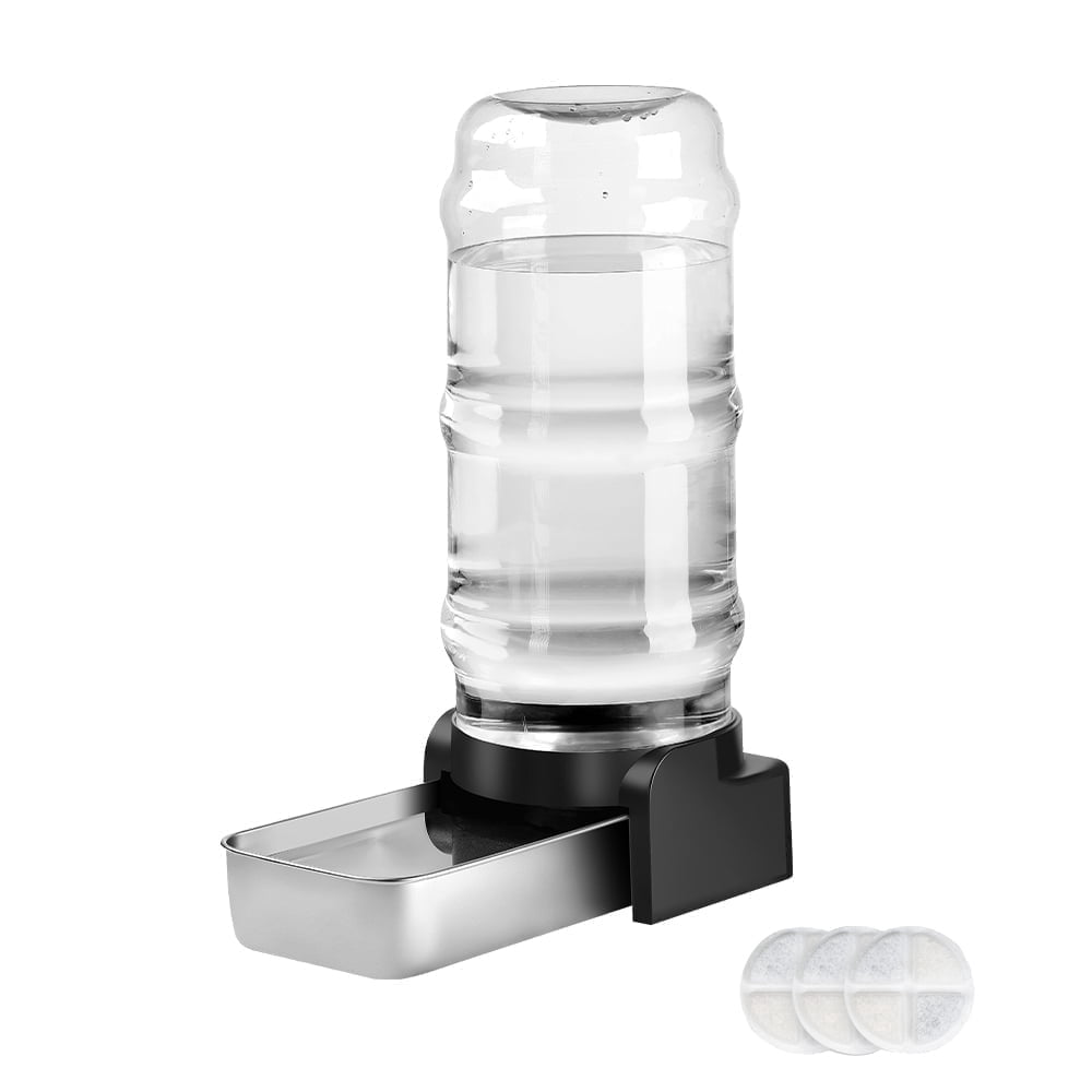Marchul 2.3 Gallon Automatic Pet Waterer, Gravity Stainless Steel with 3 Replacement Filters for Dogs, 100% BPA Free, Large Capacity, 8.6L