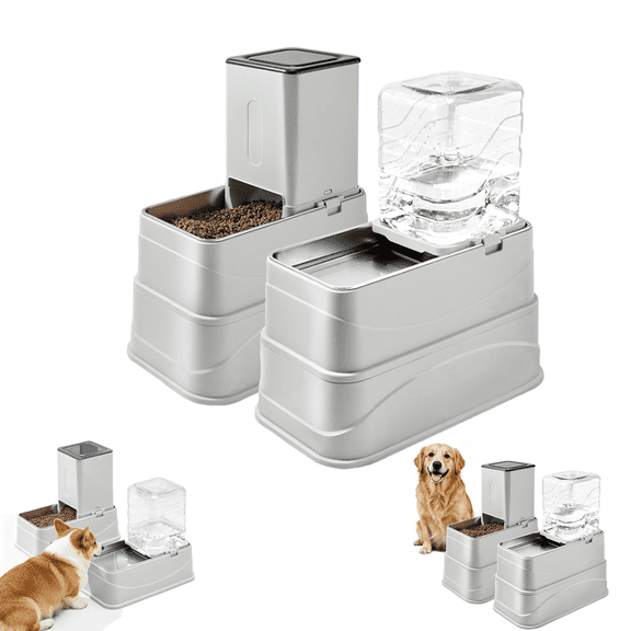 Marchul 8L Elevated Gravity Dog Feeder & Water Dispenser Adjustable with Stainless Steel Bowls to Protects Senior Pets' Neck and Joints
