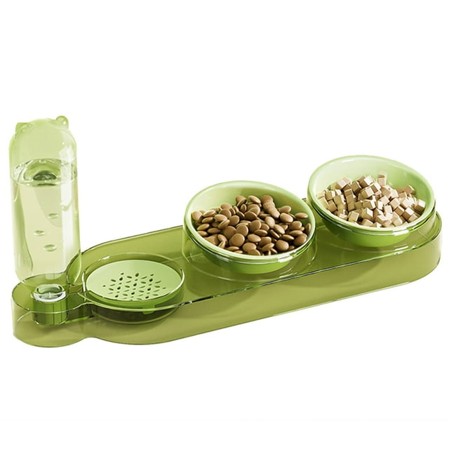 Marchul Cat Gravity Water and Raised Three Cat Bowls Set, Pet Feeding