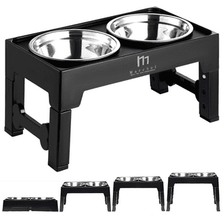 Ciconira Elevated Dog Bowls 4 Adjustable Heights Raised Pet Bowl Stand with  Slow Feeder Bowl 2 Stainless Steel Food & Water Bowls Adjusts