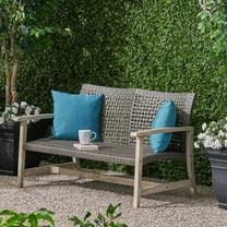 Marcia Outdoor Wood and Wicker Loveseat