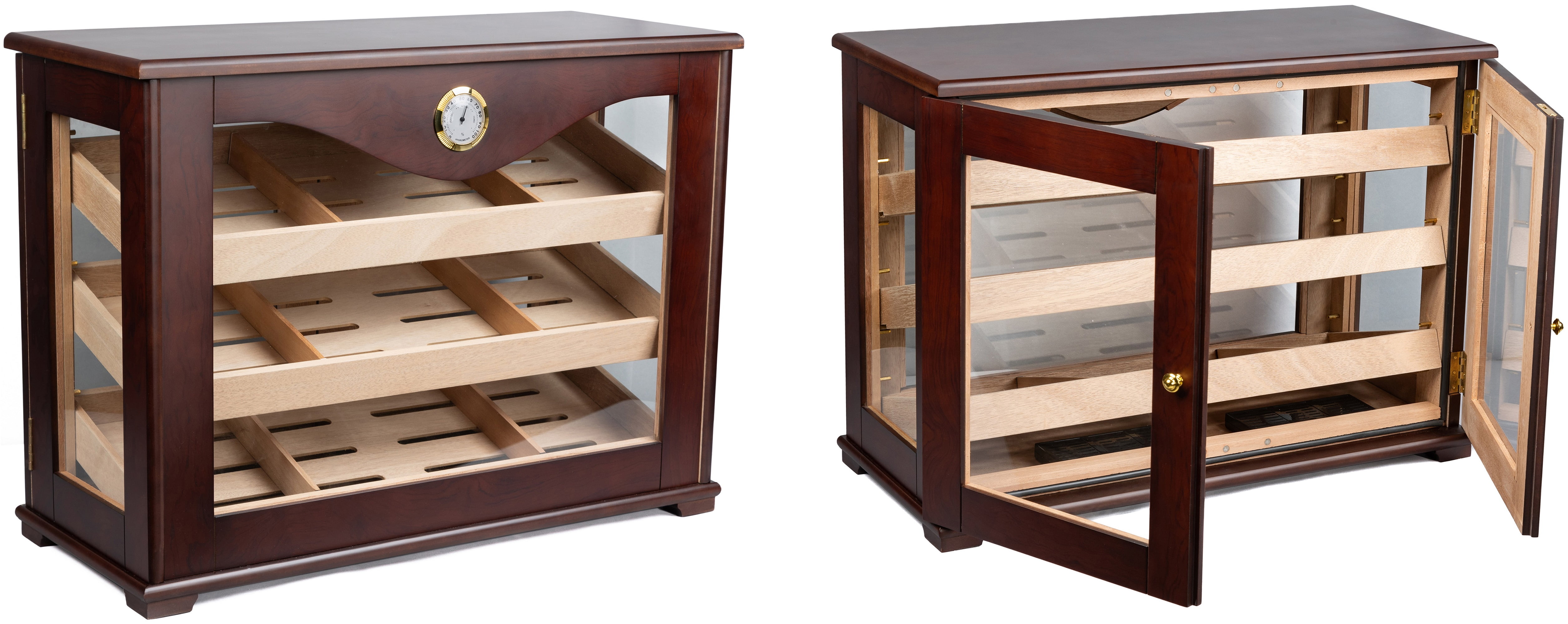 Marciano Countertop Display Cigar Humidor w/ Trays - Dark Mahogany Finish - Capacity: 250