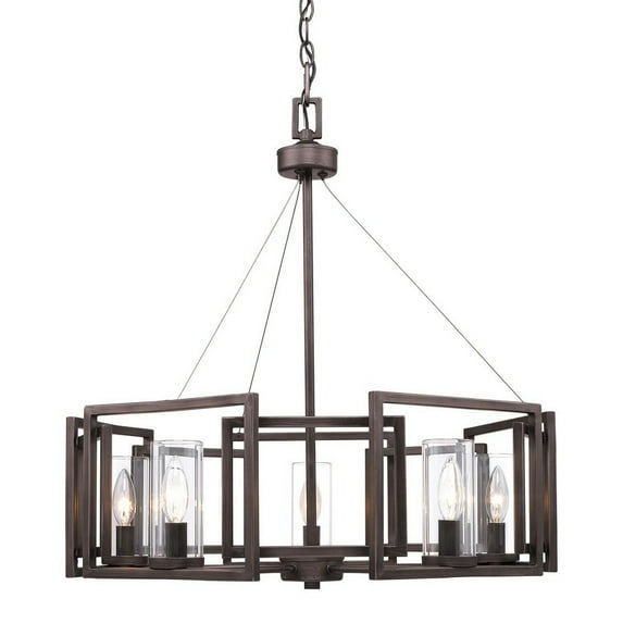 Marco 5 Light Chandelier in Gunmetal Bronze with Clear Glass