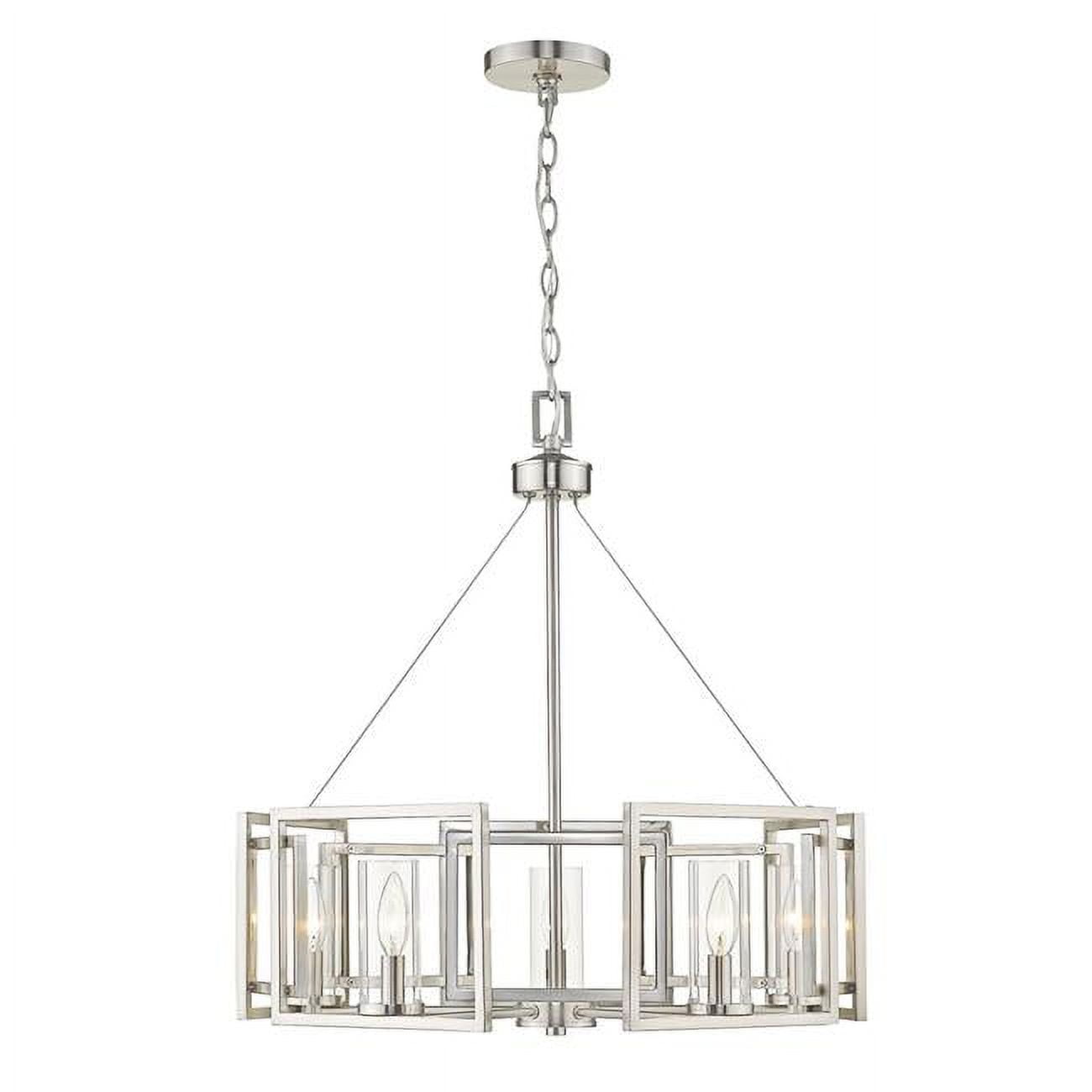 Marco Geometric 5-Light Chandelier in Pewter with Clear Glass