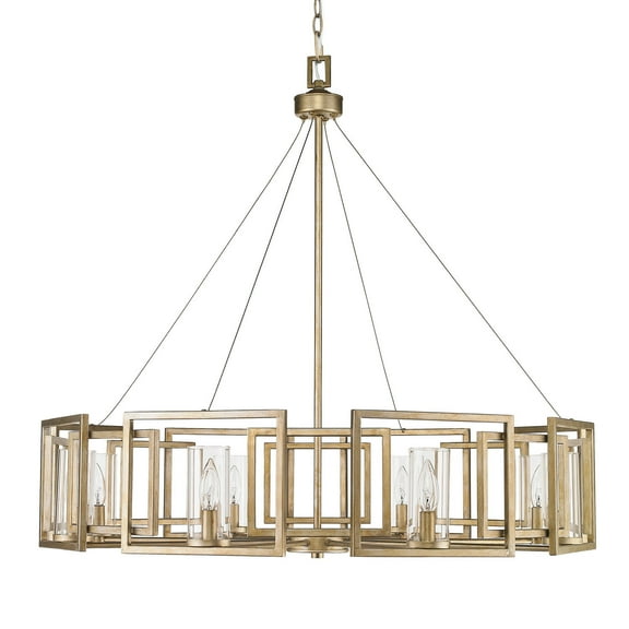 Marco 8 Light Chandelier in White Gold with Clear Glass