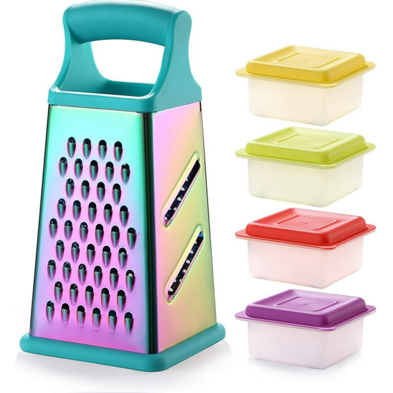Marco Almond 4-Way Rainbow Box Grater with Comfort Handle, Stainless-Steel  Blade Grater For Kitchen , Cheese Grater, Veggie Slicer for Cooking & Meal
