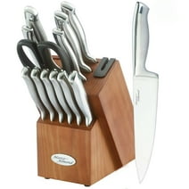 Marco Almond KYA26 14-Piece Knife Block Set  with Built-in Sharpener,Stainless Steel knife set