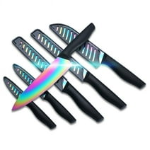 Marco Almond KYA36 6-Pieces Rainbow Knife Set with Blade Guards Dishwasher Safe Kitchen Cutlery Set