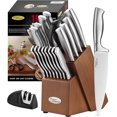 thumbnail image 1 of Marco Almond MA22 Kitchen Knife Sets, 19 Pieces Stainless Steel Hollow Handle Knife Block Set with Steak Knives,Chef Knife,kitchen knife sharpener, 1 of 6