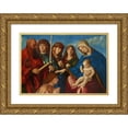 thumbnail image 1 of Marco Bello 14x11 Gold Ornate Wood Frame and Double Matted Museum Art Print Titled - Virgin and Child Blessing a Kneeling Donor, with Four Saints (1500), 1 of 4