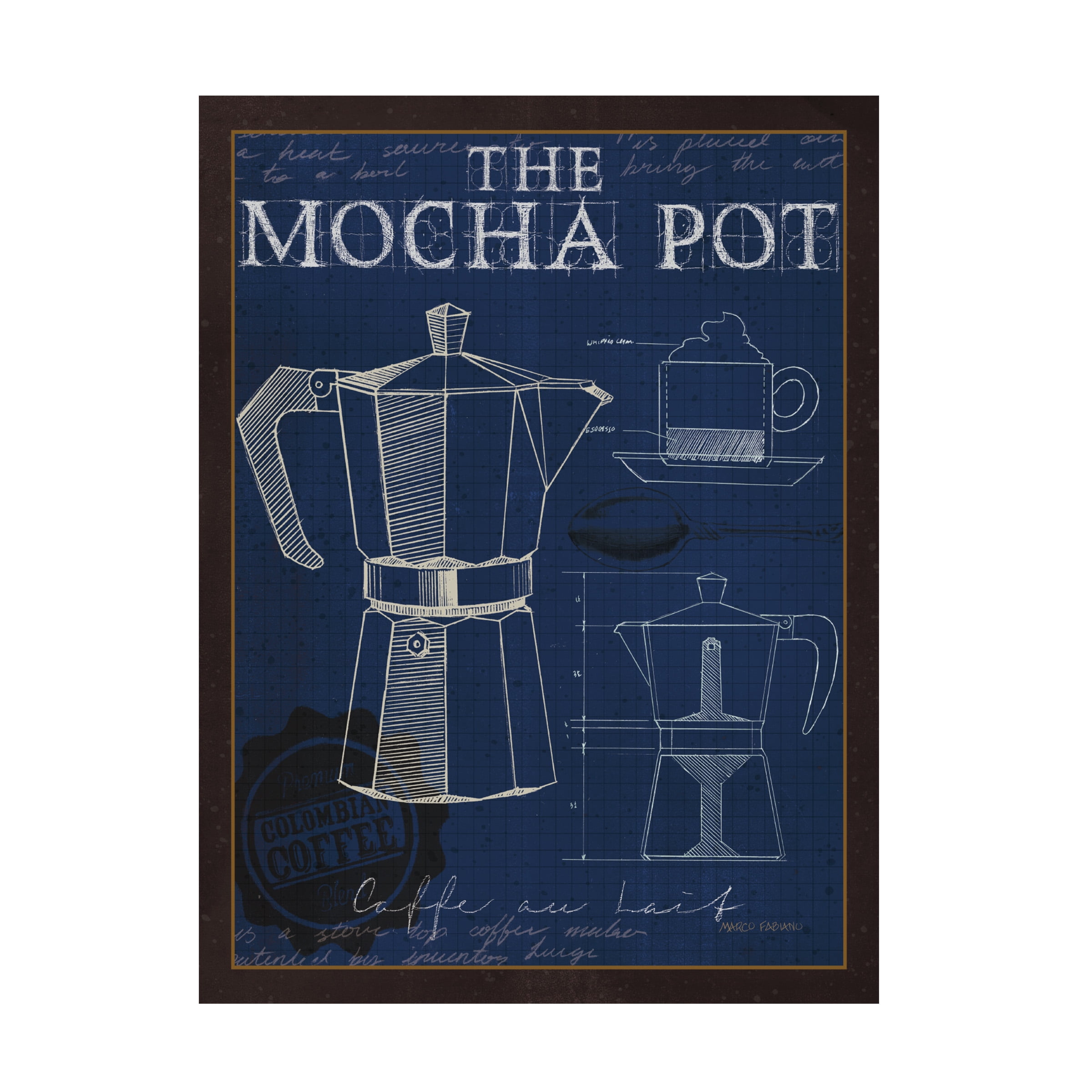 Marco Fabiano 'Coffee Blueprint II Indigo' Canvas Art