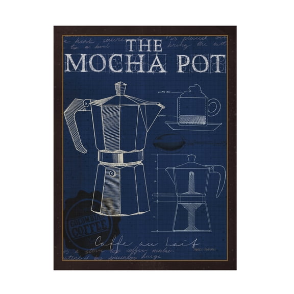 Marco Fabiano 'Coffee Blueprint II Indigo' Canvas Art