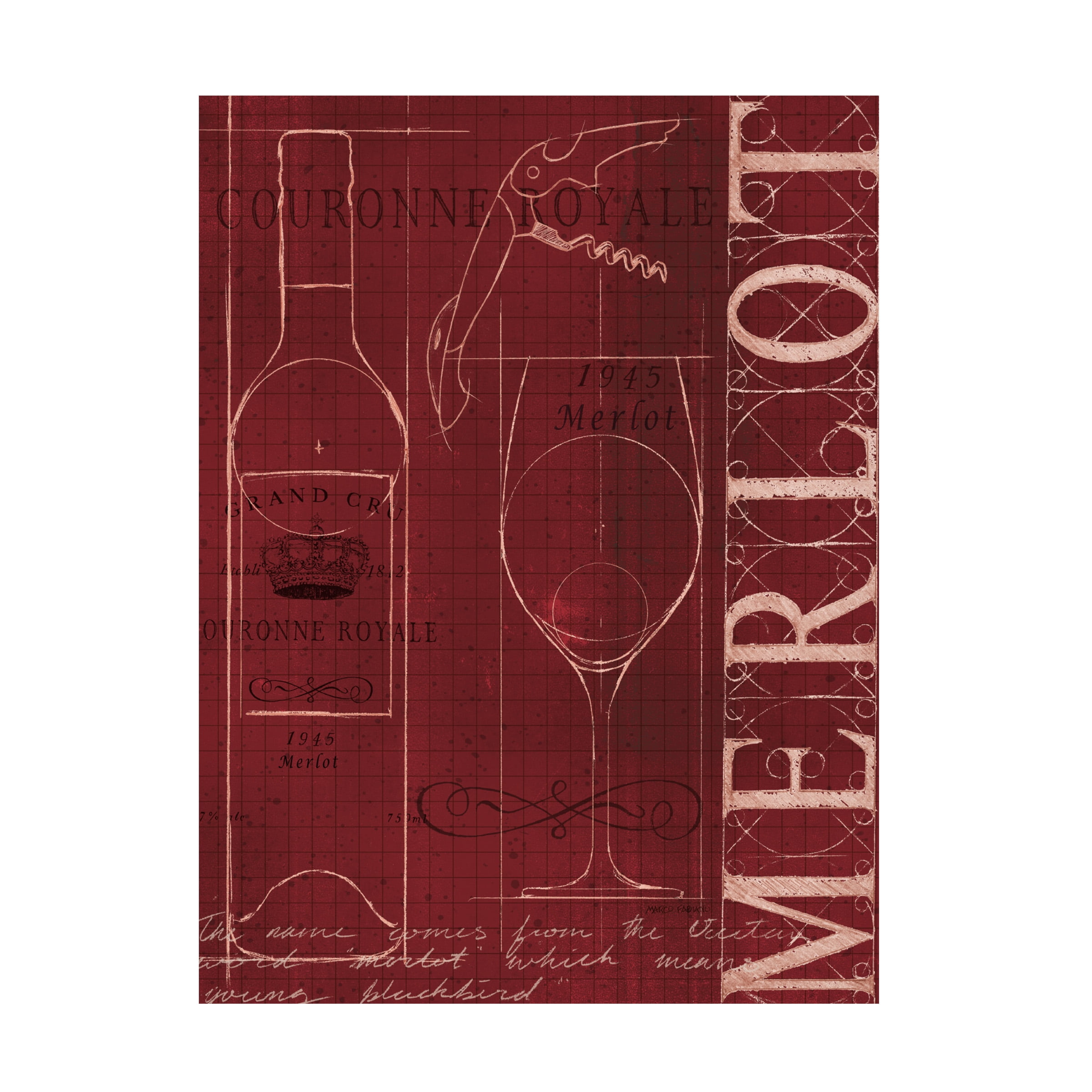 Marco Fabiano 'Wine Blueprint II' Canvas Art