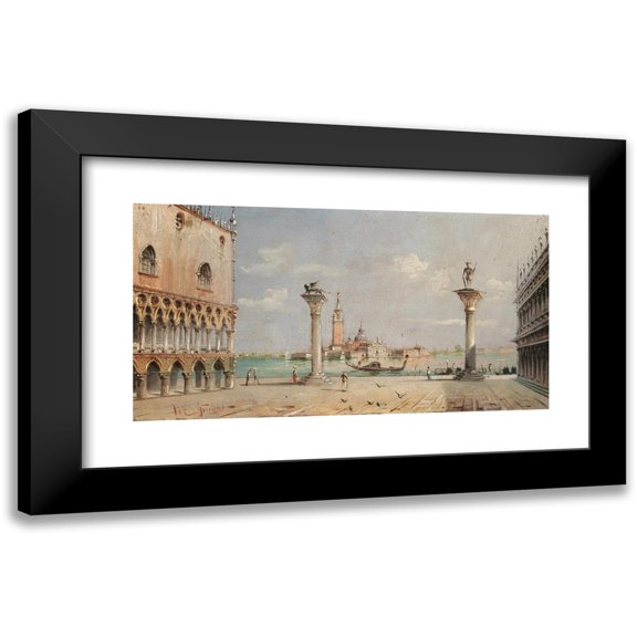 Marco Grubas 14x9 Black Modern Framed Museum Art Print Titled - Venice, Piazzetta San Marco and Isola San Giorgio