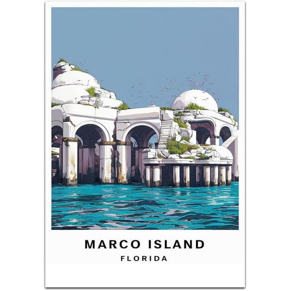 Marco Island Map Retro Style Travel Canvas, Marco Island Map Vintage Rustic Canvas Print, Home Office Wall Decoration, Marco Island Map Country Canvas Canvas 23wSgO