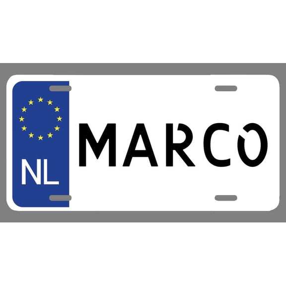 Marco Name Euro Style License Plate Tag Vanity Novelty Metal | UV Printed Metal | 6-Inches By 12-Inches | Car Truck RV Trailer Wall Shop Man Cave | NP1162