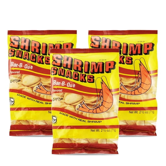 Marco Polo Shrimp Snacks Barbecue BBQ Flavor, Net Wt. 2.5oz(71g) | 3 Pack