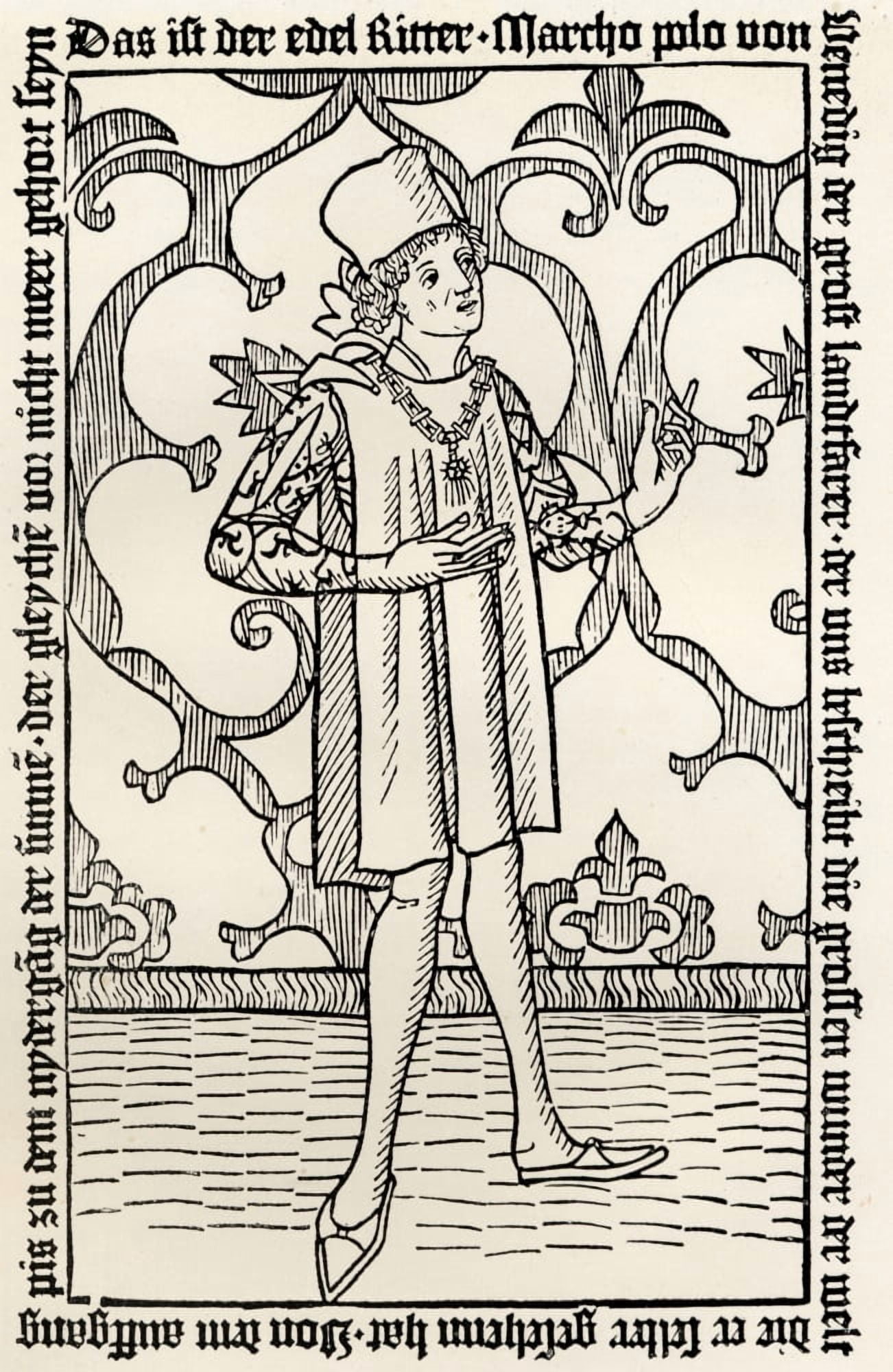 Marco Polo1254-1324 Venetian Traveller From The Frontspiece To The First German Edition Of His Travels Printed At Nuremberg In 1477 Canvas Art - Ken Welsh Design Pics (12 x 19)