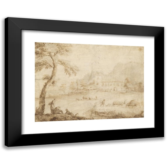 Marco Ricci 18x14 Black Modern Framed Museum Art Print Titled - The House of Marco Ricci in the Bellunese (1726)