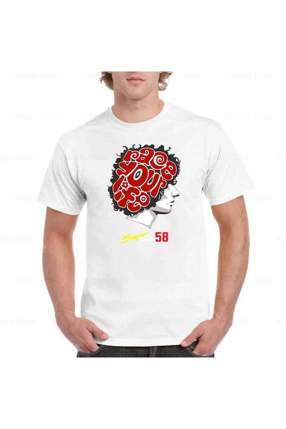 Marco Simoncelli Sic 58 MotoGP Vintage Motorcycle T-shirt unisex up to 5XL