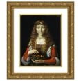thumbnail image 1 of Marco d' Oggiono 20x24 Gold Ornate Framed and Double Matted Museum Art Print Titled - Girl with Cherries (ca. 1491-95), 1 of 4
