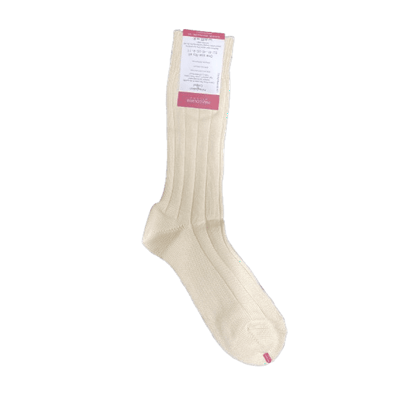 Marcoliani Ivory Ribbed Pima Cotton Basic Casual Socks