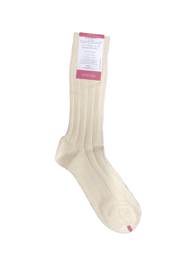 Ivory Ribbed Pima Cotton Basic Casual Socks
