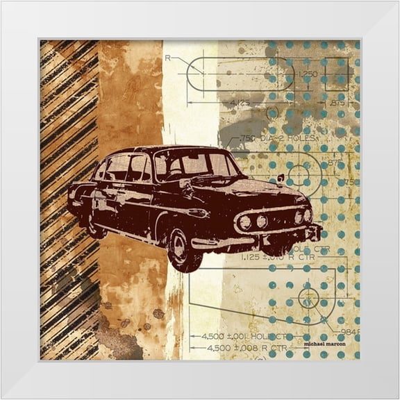 Marcon, Michael 12x12 White Modern Wood Framed Museum Art Print Titled - Retro Ride I