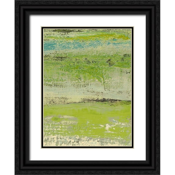 Marcon, Michael 12x14 Black Ornate Wood Framed with Double Matting Museum Art Print Titled - Organic Green II