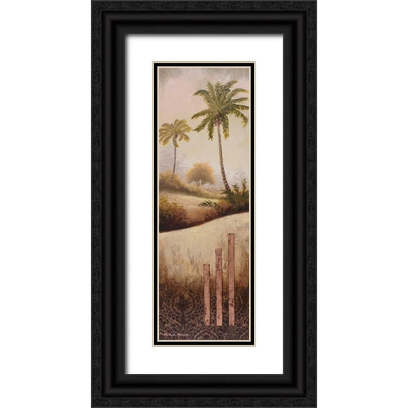 Marcon, Michael 13x32 Black Ornate Wood Framed with Double Matting Museum Art Print Titled - Tropical Gardens I