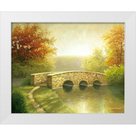 Marcon, Michael 14x12 White Modern Wood Framed Museum Art Print Titled - Autumn Bridge I