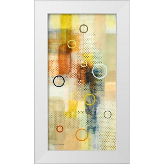 Marcon, Michael 14x24 White Modern Wood Framed Museum Art Print Titled - Floating Forms II
