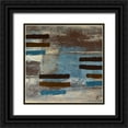 thumbnail image 1 of Marcon, Michael 15x15 Black Ornate Wood Framed with Double Matting Museum Art Print Titled - Blue Bared Abstract Square II, 1 of 4