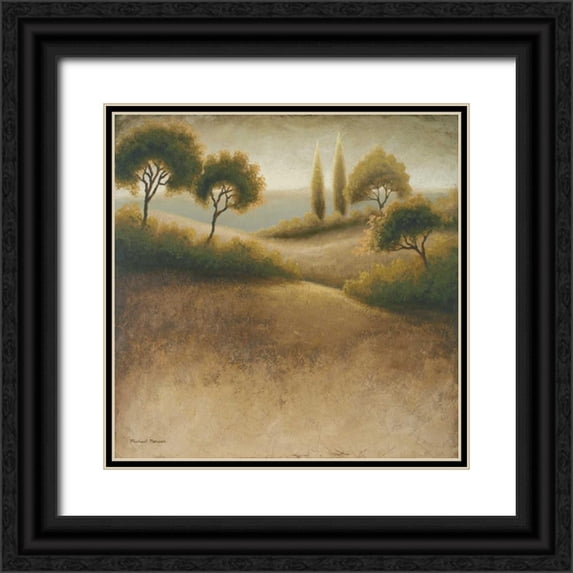 Marcon, Michael 15x15 Black Ornate Wood Framed with Double Matting Museum Art Print Titled - Iowa Endless