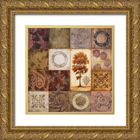 Marcon, Michael 15x15 Gold Ornate Wood Framed with Double Matting Museum Art Print Titled - Contemporary Autumn I