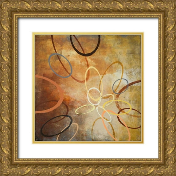 Marcon, Michael 15x15 Gold Ornate Wood Framed with Double Matting Museum Art Print Titled - Oxide Burst II