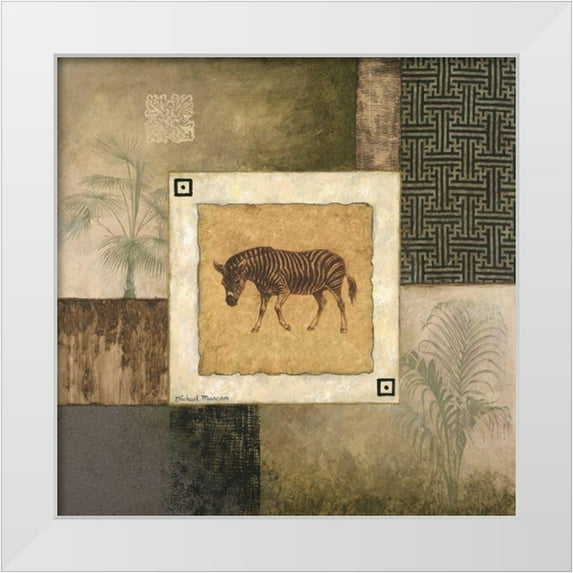 Marcon, Michael 15x15 White Modern Wood Framed Museum Art Print Titled - Zebra Woodcut