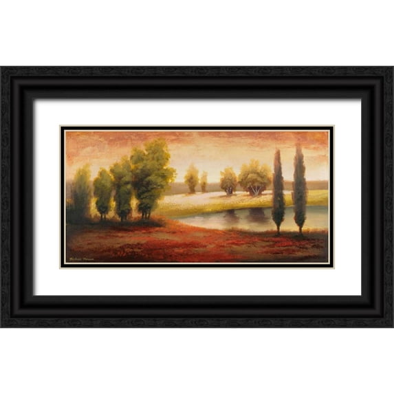 Marcon, Michael 18x11 Black Ornate Wood Framed with Double Matting Museum Art Print Titled - Summer Gleam